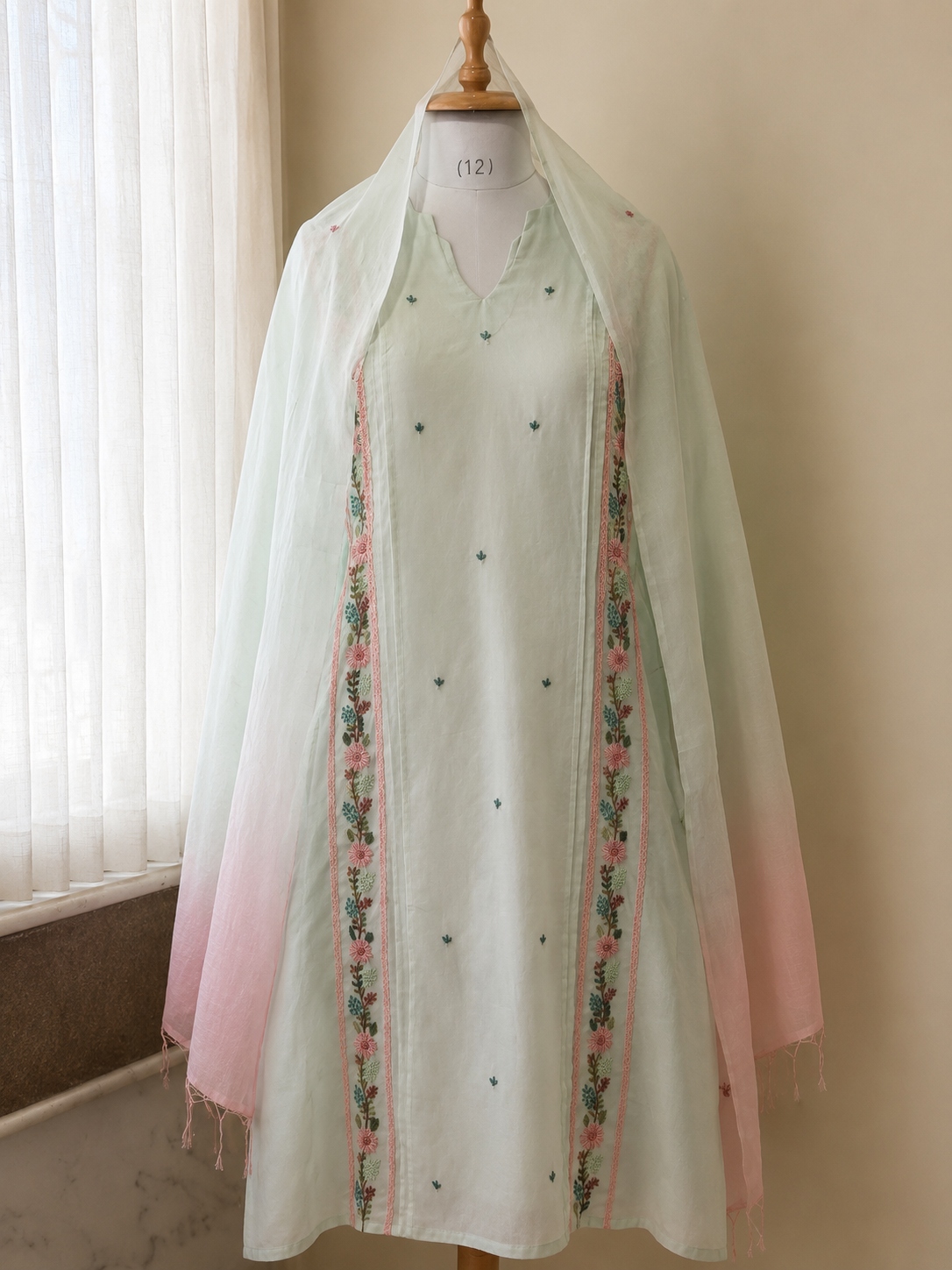 Pastel Blue Embroidered Kurta Set