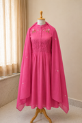 Pink Embroidered Mul Chanderi Kurta Set with Dupatta
