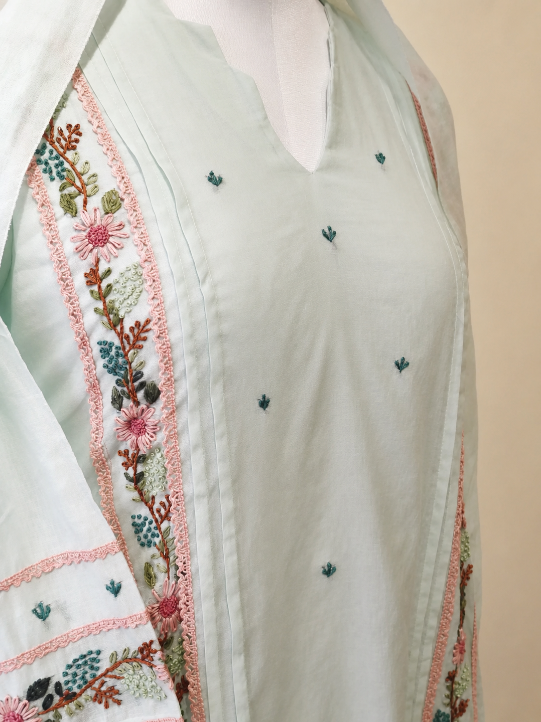 Pastel Blue Embroidered Kurta Set